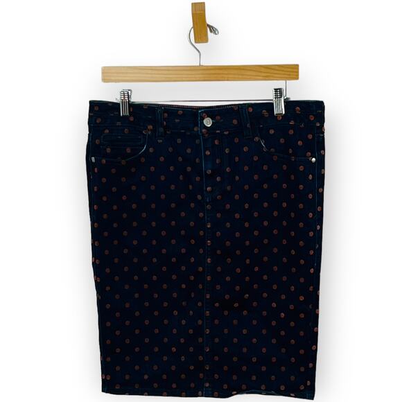 Pilcro Skirt Denim Polka Dot Retro Mod Preppy Blue 29 Indie Sleaze - Picture 3 of 12
